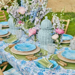 Mrs. Alice Table Linen Sets|Sylvie Green Embroidered Placemats & Napkins (Set Of 4)