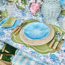 Mrs. Alice Table Linen Sets|Sylvie Green Embroidered Placemats & Napkins (Set Of 4)