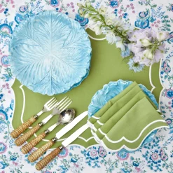 Mrs. Alice Table Linen Sets|Sylvie Green Embroidered Placemats & Napkins (Set Of 4)