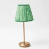 Mrs. Alice Lamps & Lighting|Tall Rechargeable Lamp With Green Lotus Lampshade