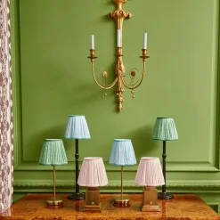 Mrs. Alice Lamps & Lighting|Tall Rechargeable Lamp With Green Lotus Lampshade