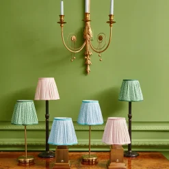 Mrs. Alice Lamps & Lighting|Tall Rechargeable Lamp With Baby Blue Lotus Lampshade