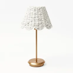 Mrs. Alice Lamps & Lighting|Tall Rechargeable Lamp With White Seagrass Lampshade
