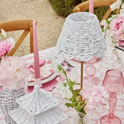 Mrs. Alice Lamps & Lighting|Tall Rechargeable Lamp With White Seagrass Lampshade