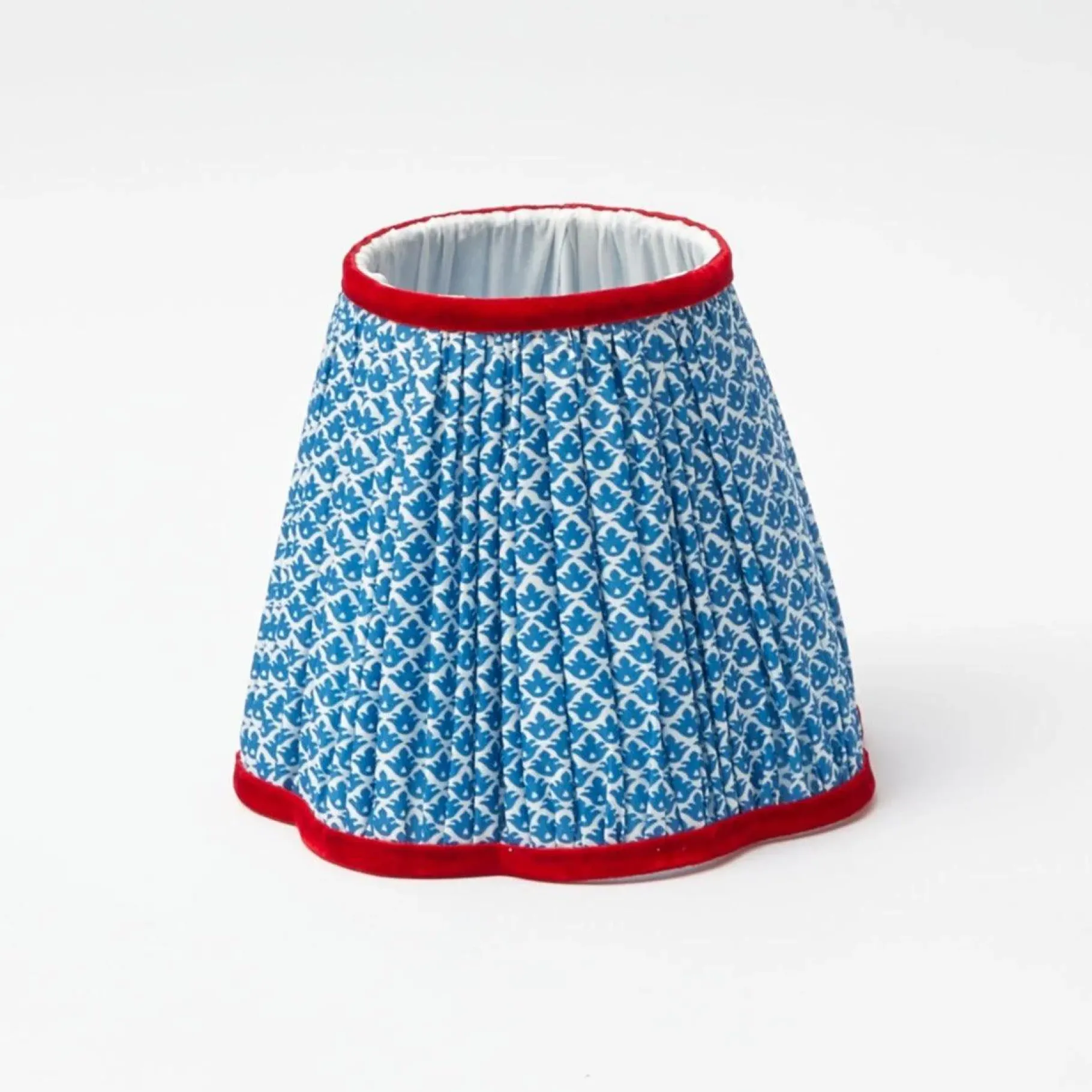 Mrs. Alice Lamps & Lighting|Tall Rechargeable Lamp With Blue Lotus Lampshade