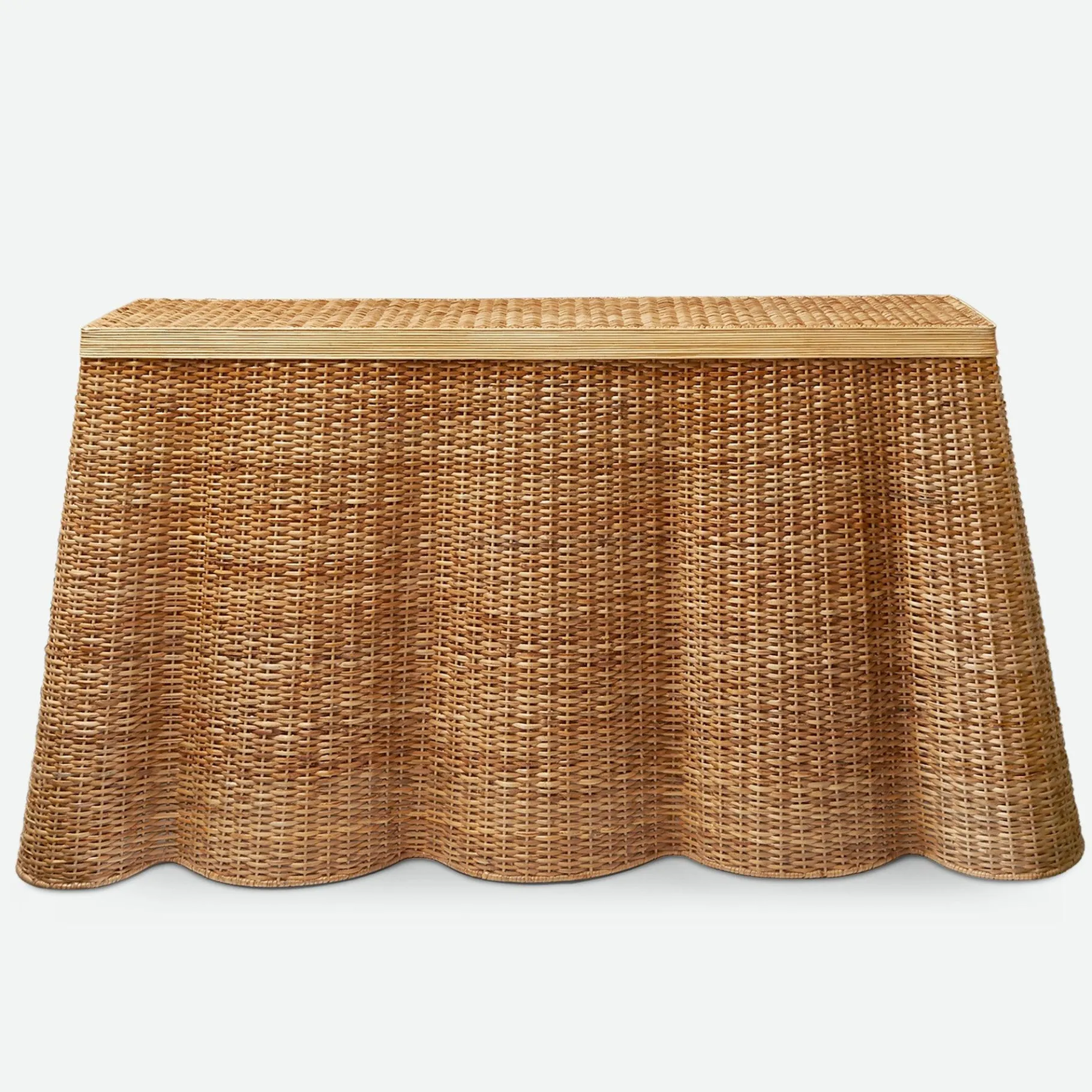 Mrs. Alice Rattan Furniture|Vivienne Rattan Scalloped Console Table