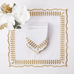 Mrs. Alice Napkins|White & Gold Laurel Napkins (Set Of 4)