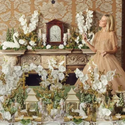 Mrs. Alice Candle Holders|White & Gold Pagoda Lantern