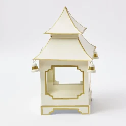 Mrs. Alice Pagodas & Lanterns|White & Gold Pagoda Lantern