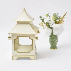 Mrs. Alice Pagodas & Lanterns|White & Gold Pagoda Lantern