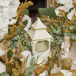 Mrs. Alice Pagodas & Lanterns|White & Gold Pagoda Lantern
