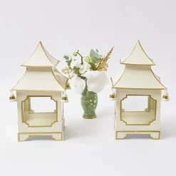 Mrs. Alice Pagodas & Lanterns|White & Gold Pagoda Lantern