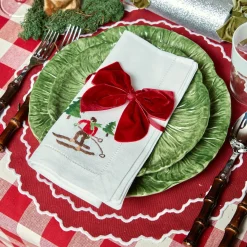Mrs. Alice Napkins|White Embroidered Skier Napkins (Set Of 4)