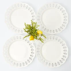 Mrs. Alice Dinner Plates|White Lace Dinner Plates (Set Of 4)