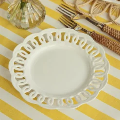 Mrs. Alice Crockery Sets|White Lace Starter Plates (Set Of 4)