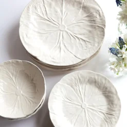 Mrs. Alice Dinner Plates|White Lettuce Dinner Plate