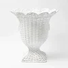 Mrs. Alice Rattan Furniture|White Liliana Scalloped Rattan Urn