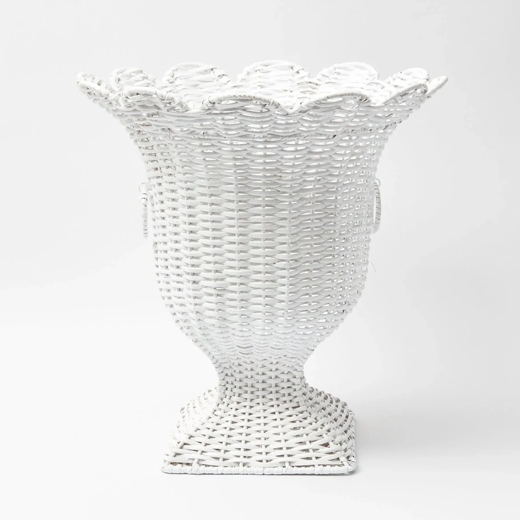 Mrs. Alice Vases|White Liliana Scalloped Rattan Urn