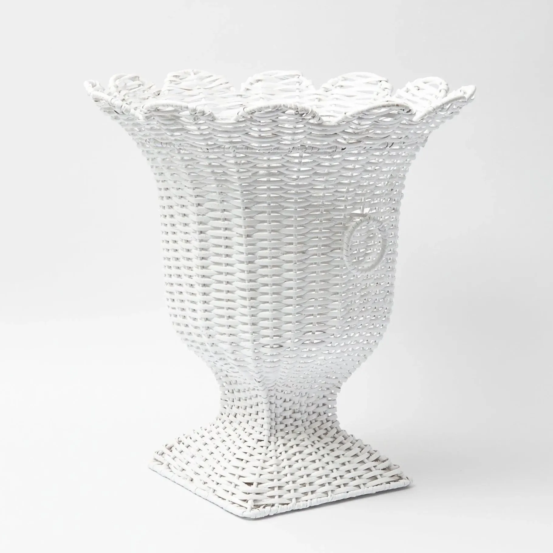 Mrs. Alice Vases|White Liliana Scalloped Rattan Urn