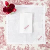 Mrs. Alice Napkins|White Linen Xoxo Napkins (Set Of 4)