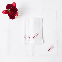 Mrs. Alice Napkins|White Linen Xoxo Napkins (Set Of 4)