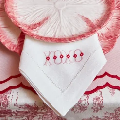 Mrs. Alice Napkins|White Linen Xoxo Napkins (Set Of 4)