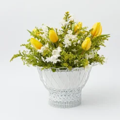 Mrs. Alice Vases|White Metal Planter