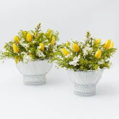 Mrs. Alice Vases|White Metal Planter