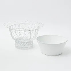 Mrs. Alice Vases|White Metal Planter