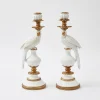 Mrs. Alice Candle Holders|White Parrot Candle Holder (Pair)