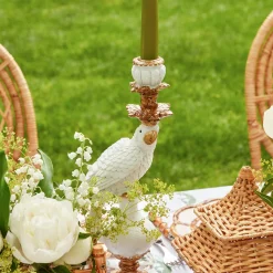 Mrs. Alice Candle Holders|White Parrot Candle Holder (Pair)