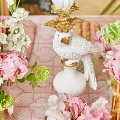 Mrs. Alice Candle Holders|White Parrot Candle Holder (Pair)