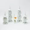 Mrs. Alice Pagodas & Lanterns|White Porcelain Pagoda Decoration Set
