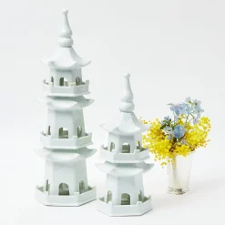 Mrs. Alice Pagodas & Lanterns|White Porcelain Pagoda Decoration Set