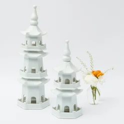 Mrs. Alice Pagodas & Lanterns|White Porcelain Pagoda Decoration Set