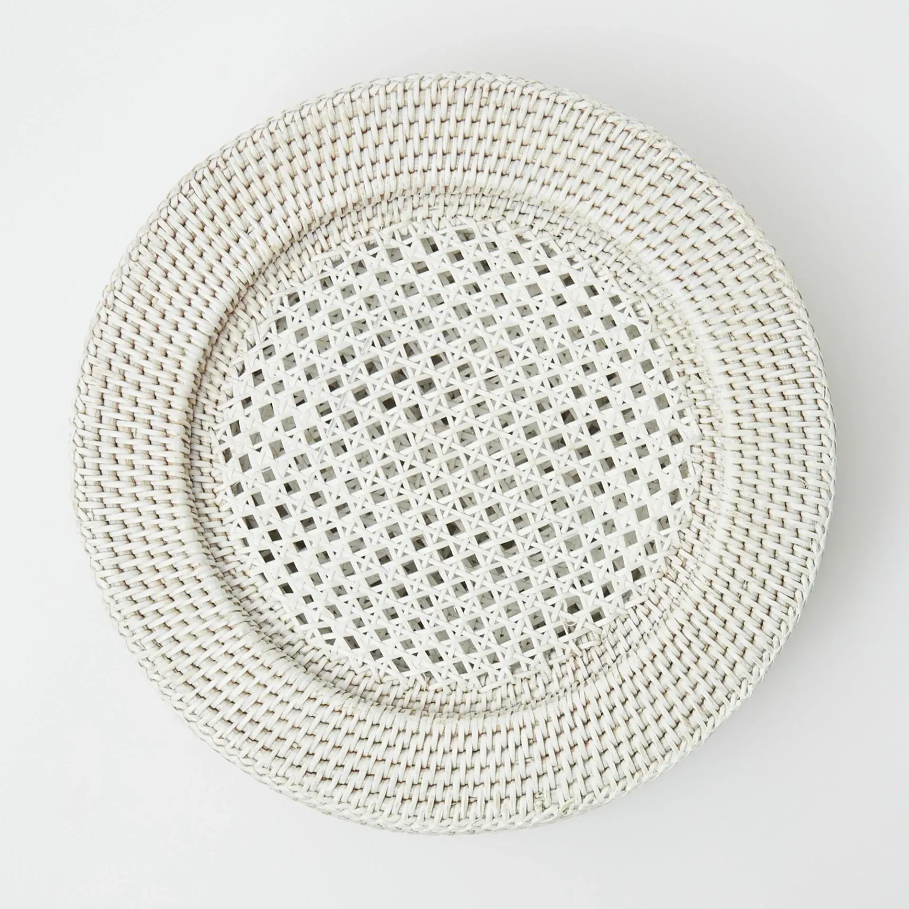 Mrs. Alice Rattan Tableware|White Rattan Charger Plates (Set Of 4)