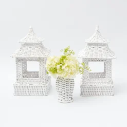 Mrs. Alice Vases|White Rattan Decoration Set