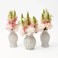 Mrs. Alice Vases|White Rattan Decoration Set