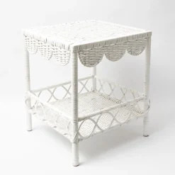 Mrs. Alice Rattan Furniture|White Rattan Outdoor Side Table