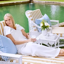 Mrs. Alice Rattan Furniture|White Rattan Outdoor Side Table