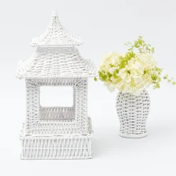 Mrs. Alice Pagodas & Lanterns|White Rattan Pagoda Lantern