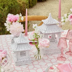 Mrs. Alice Pagodas & Lanterns|White Rattan Pagoda Lantern