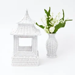 Mrs. Alice Candle Holders|White Rattan Pagoda Lantern