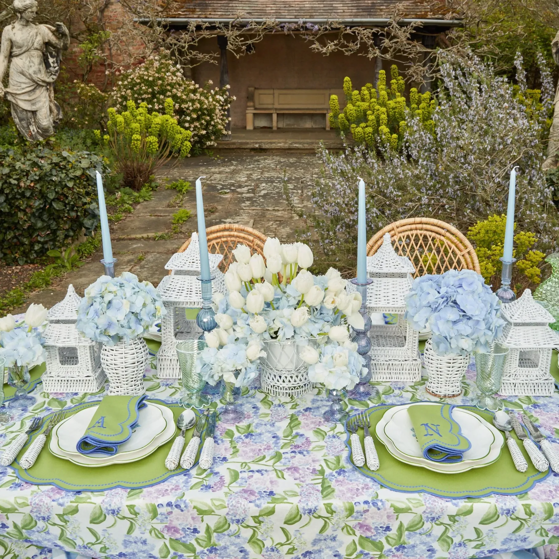 Mrs. Alice Rattan Tableware|White Rattan Pagoda Lantern Set