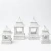 Mrs. Alice Candle Holders|White Rattan Pagoda Lantern Set