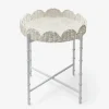 Mrs. Alice Rattan Furniture|White Rattan Round Scalloped Tray With Stand