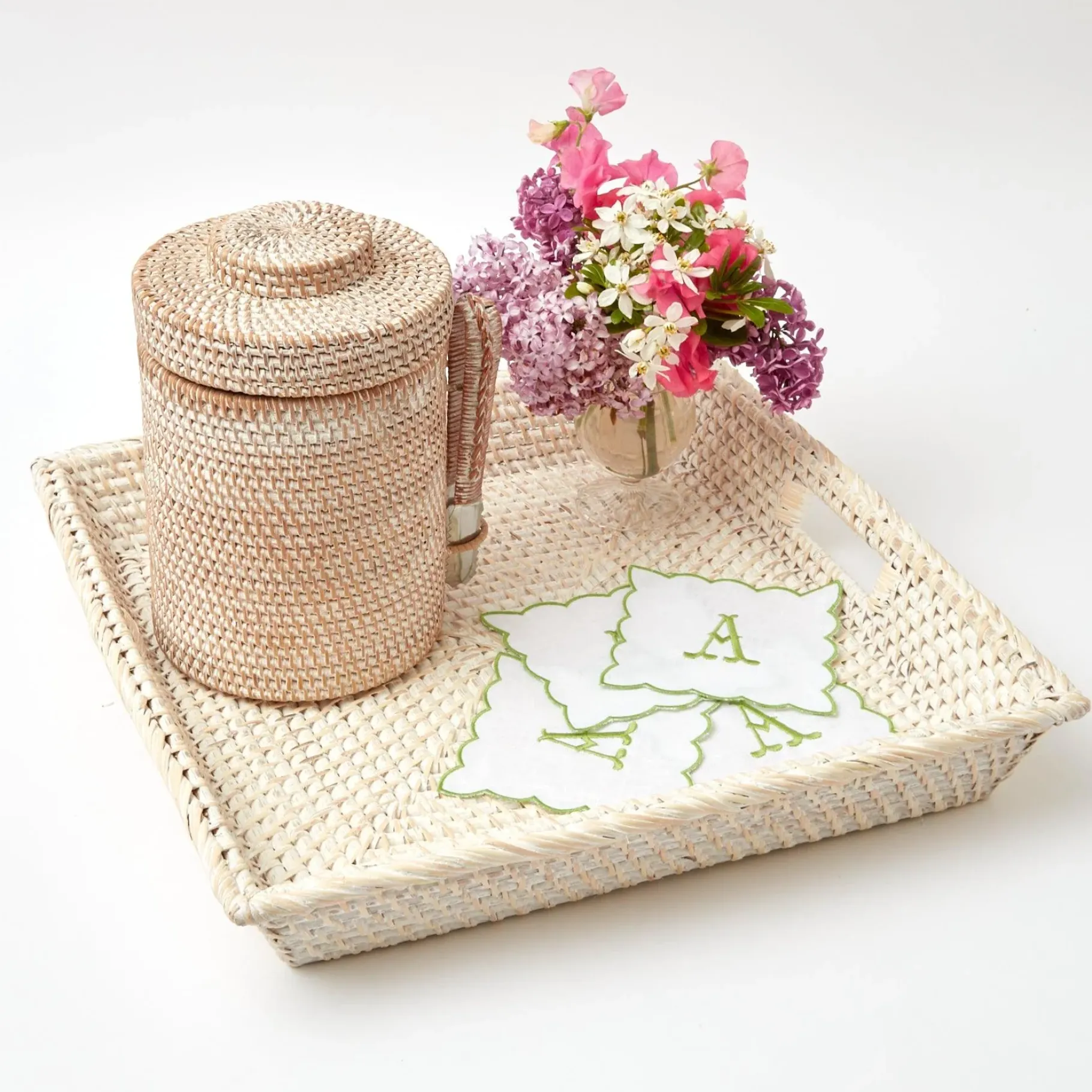 Mrs. Alice Trays & Liners|White Rattan Tray