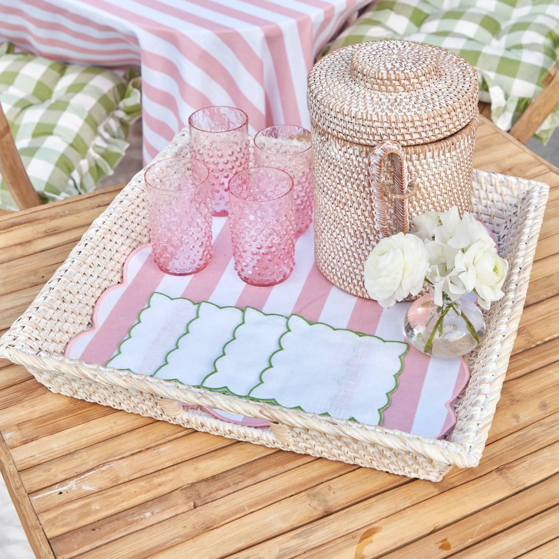 Mrs. Alice Trays & Liners|White Rattan Tray