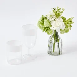 Mrs. Alice Glassware Sets|White Ribbon Water & Wine Glassware Set