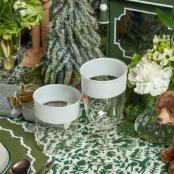 Mrs. Alice Glassware Sets|White Ribbon Water & Wine Glassware Set